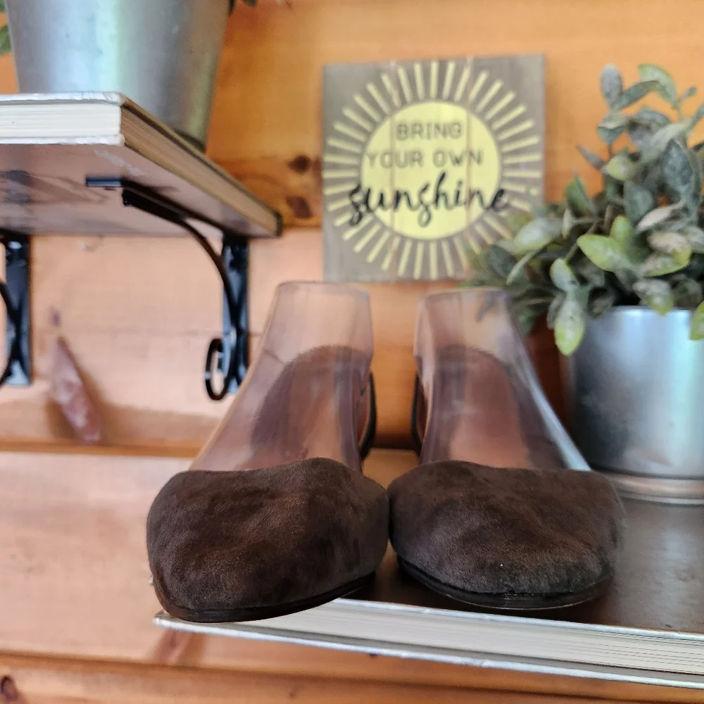 J. Jill 💜 D'orsay Gray Suede Leather Pointed Toe Ballet Flats Shoes SHU077351 7